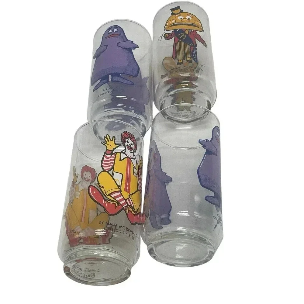 McDonalds McDonaldland Action Series Glasses Set Of 4 VINTAGE 1977 RARE